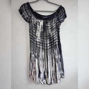 Revolve Bella Dahl Off Shoulders Tie-Dye Grey and White Dress Size S.